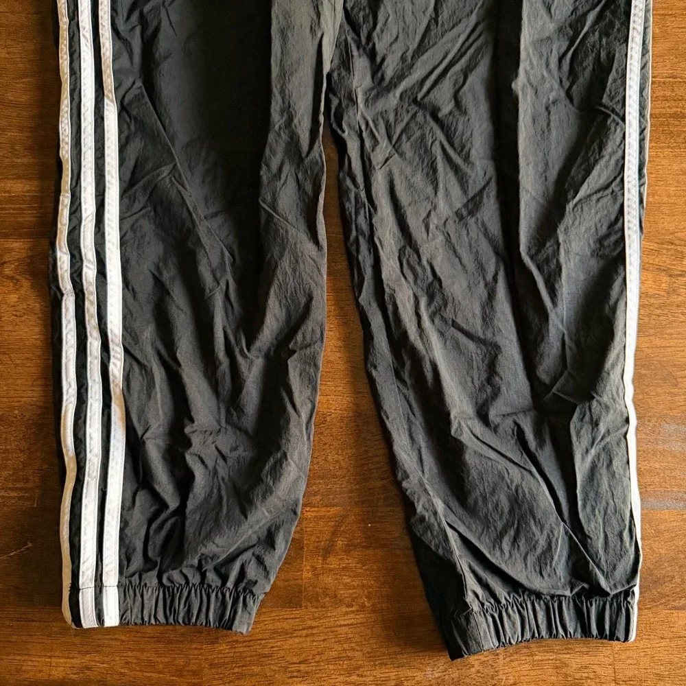 Vintage Adidas Mens Black White Stripe Windbreaker Tracksuit Set XL Broken Zip